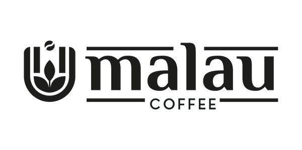 Logo de Malau Coffee, horizontal, negro, sin fondo, en inglés.